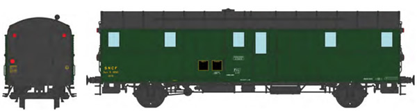 REE Modeles VB-312 - French SNCF OCEM 32 Luggage Van, black roof and ends, 3 headligths South-East SNCF N°26510 Era III